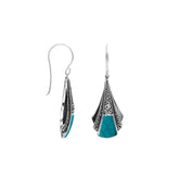 AE-6323-TQ Sterling Silver Fancy Shape Earring With Turquoise Jewelry Bali Designs Inc